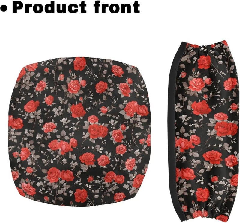 Hechitok Red Rose Rollator Walker Accessories Walker Seat Covers for Ladies Roller Bar Covers Walkers for Seniors with Seat Cover for Seniors - Image 2